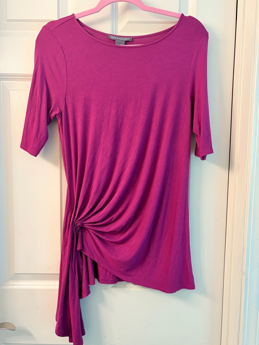 EUC Kate and Mallory Elbow Sleeve Top with Draped/Cinched Side Detail